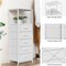 5-Drawer White Fabric Dresser – Sturdy Metal Frame & MDF Top, Tall Clothes Organizer with Adjustable Feet, Space-Saving Storage for Bedroom, Nursery, Entryway